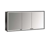 Emco prime armoire à miroir éclairée à encastrer 949713597 1400x730mm, 3 portes, noir/miroir