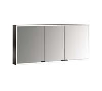 emco prime Armoire de toilette avec éclairage, 1400 mm, 3 portes, avec parois latérales réfléchissantes, modèle apparent, 949713587, Couleur: noir/miroir
