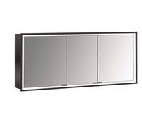 emco prime Armoire de toilette avec éclairage, 1600 mm, 3 portes, modèle encastré, 949713596, Couleur: noir/miroir