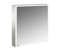 emco prime Armoire de toilette avec éclairage, 600 mm, 1 porte, charnières à droite, avec parois latérales miroitées, modèle apparent, 949706360, Couleur: aluminium/blanc