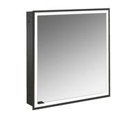 Emco prime armoire à miroir éclairée à encastrer 949713570 600x730mm, porte 2000 , charnières à droite, noir/miroir