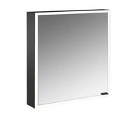 emco prime Armoire de toilette avec éclairage, 600 mm, 1 porte, charnières à gauche, avec parois latérales miroitées, modèle apparent, 949713559, Couleur: noir/miroir