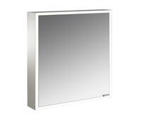 emco prime Armoire de toilette avec éclairage, 600 mm, 1 porte, charnières à gauche, avec parois latérales miroitées, modèle apparent, 949706259, Couleur: aluminium/miroir