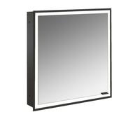 Emco prime Facelift armoire de toilette lumineuse, 600 mm, 1 porte, charniÚres à gauche, modÚle encastré, 9497, Coloris: noir/miroir - 949713569