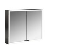 emco prime Armoire de toilette avec éclairage, 800 mm, 2 portes, avec parois latérales réfléchissantes, modèle apparent, 949713562, Couleur: noir/miroir