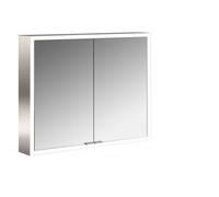Emco prime Facelift armoire de toilette lumineuse, 800 mm, 2 portes, avec parois latÃ©rales rÃ©flÃ©chissantes, modÃšle apparent, 9497, Coloris: aluminium/blanc - 949706362