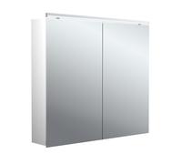 Emco pure 2 Classic armoire à miroir éclairée en saillie 979705503 800x729mm, avec éclairage supérieur à LED, 2 portes, aluminium