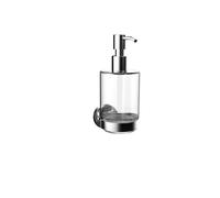Emco Round Distributeur de savon - 18x10x7cm - montage mural - chrome/verre cristal clair 432100100