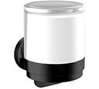Emco Round distributeur de savon liquide à une main 432113301 noir, modèle mural, tasse à enfiler verre cristal satiné