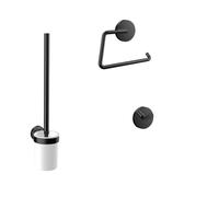Emco Round Set d'accessoires de WC - porte-brosse de toilette - ouvert - porte-rouleau de toilette - sans couvercle - crochets à serviettes - 2 pièces - simple - noir 439813300