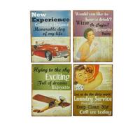 EMDE 1022TTT-0 Lot de 4 Plaques de Métal Vintage 30 x 40 cm