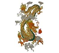 EMDOMO Grand écusson brodé dragon doré à coudre sur patch DIY dragon chinois costume jeans vestes vêtements sacs