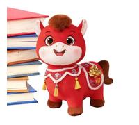 Emdvsco Cheval en Peluche,de Design Chinois de 20 Centimètres - Animal en Peluche Mignon - pour Garçons et Filles Cadeaux de Nouvel an Chinois Décor Canapé et Maison