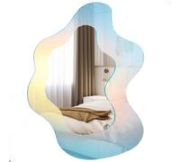 Emdvsco Décor de Salle de Miroir irrégulier,Miroir de courtoisie esthétique à Vague irrégulière Arc-en-| Miroir de Maquillage décoratif Mural Rustique pour décoration Murale de Salon Photo Prop