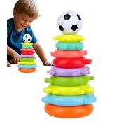 Emdvsco Jouet d'Anneaux à Empiler - Jeu De Table À Empiler Arc-en-pour | Jouet Éducatif Coloré d'apprentissage Préscolaire, Jeu de Société d'Équilibre pour Garçons, Filles,
