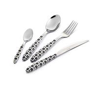 Eme Manhattan Lot de 24 couverts en verre véritable Blanc Fabriqué en Italie