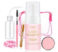 EMEDA 100ml/3.38oz shampoing pour cils kit shampooing pour extensions de cils, brosse à cils, bandeau, flacon de rinçage, shampooing pour extensions de cils kit de nettoyage des cils