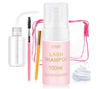 EMEDA 100Ml Shampooing pour Cils avec Brosse et Flacon de Rinçage Kit de Mousse Nettoyant Extension de Cils Shampoing pour Cils à Usage Domestique et en Salon Lash shampoo Kit eyelash Foam cleanser