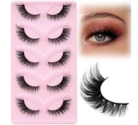 EMEDA Cils œil de renard cils œil de chat 7-13mm Faux cils naturels Effet d'extension de cils L Curl Cils épais et ondulés Cat eye Fox Eye lashes Faux cils 5 pairs (F31)