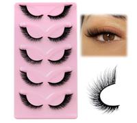 EMEDA Cils œil de renard cils œil de chat 7-13mm Faux cils naturels Effet d'extension de cils L Curl Cils épais et ondulés Cat eye Fox Eye lashes Faux cils 5 pairs (F30)
