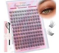 EMEDA Kit grappe de cils naturels 10mm 11mm 12mm 13mm Faux Cils Naturels Cils en grappe DIY avec bond and seal et pince à épiler Kit d'extension de Cils Individuels (EME134-mix)