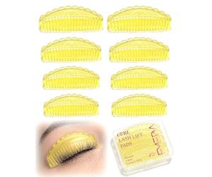 EMEDA Lot de 8 coussinets pour recourbement et levage de cils réutilisables en silicone avec cotons-tiges, sûr et confortable, 4 tailles (Jaune 01)