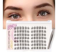 EMEDA Lot de 84 extensions de cils individuels à faire soi-même - Cils œil de chat avec pince à épiler, courbure C, faux cils naturels doux et fins à faire soi-même - Kit d'extensions de cils manga