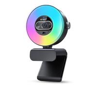 eMeet Webcam 4K S600L, 4 Modes d'éclairage, Effet Arc-en-Ciel, Capteur 1/2", Imagerie IA, PDAF 0,2 s, 2 Microphones, Molette de Réglage, Webcam 4K avec Lumière pour OBS/Twitch/Youtube/Zoom/PC/Mac