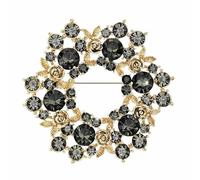 EMEGCY Broche en forme de couronne de fleurs pour femme avec strass pour couronne de mariage, bijou pour maman, épouse, Cuivre, Base