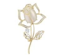 EMEGCY Broche en forme de fleur en cristal autrichien plaqué or 18 carats - Pour la fête des mères, un anniversaire, une maman, une épouse, Cuivre, Base