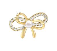 EMEGCY Broche en forme de nœud papillon plaqué or avec strass pour femme - Accessoires de robe - Cadeau pour maman pour la fête des mères, Cuivre, Base