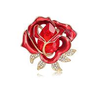 EMEGCY Broche en forme de trèfle à quatre feuilles en cristal autrichien plaqué or - Pour anniversaire, remise de diplôme, cadeau pour homme et femme, Cuivre, Base