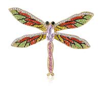 EMEGCY Broche en forme d'insecte en forme d'animal avec strass et émail plaqué or 18 carats - Cadeau d'anniversaire pour homme et femme, Cuivre, Base