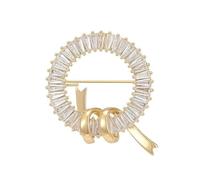 EMEGCY Broche ronde en forme de cercle avec strass et cristal plaqué or 18 carats - Bijoux cadeaux pour femmes et hommes, Cuivre, Base