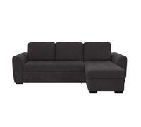 EMELINE - Canapé d'angle réversible convertible avec coffre en velours côtelé anthracite