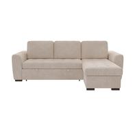 EMELINE - Canapé d'angle réversible convertible avec coffre en velours côtelé beige