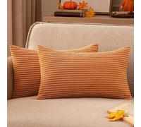 EMEMA Decorative Housse de Coussin 30x50 Taie d'oreiller Orange Brûlée | Lot de 2 en Velours Canapé Douce pour Maison Salon Chambre Lit Clic Clac
