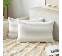 EMEMA Decorative Housse de Coussin en Velours Côtelé Canapé Taie d'oreiller Douce pour Maison Salon Chambre Lit Clic Clac 40x60 cm Lot de 2 Blanchiment