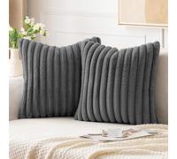 EMEMA Housses de Coussin en Velours Super Doux en Fausse Fourrure Moderne Lot de 2 et Lavable Taie Décorative pour Le Salon la Chambre et Le Canapé 40x40 cm Gris