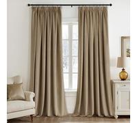 EMEMA Rideau Velours Beige Foncé Occultant Thermique Cordon 2x140x245cm