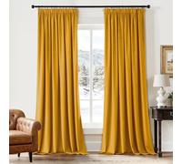EMEMA Rideau Velours Jaune Moutarde Occultant Thermique Cordon 2x140x245cm