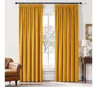 EMEMA Rideau Velours Jaune Moutarde Occultant Thermique Cordon 2x140x245cm