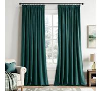 EMEMA Rideau Velours Vert Foncé Occultant Thermique Cordon 2x140x245cm