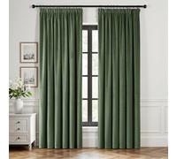 EMEMA Rideau Velours Vert Matcha Occultant Thermique Cordon 2x140x245cm