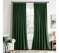 EMEMA Rideau Velours Vert Sombre Occultant Thermique Cordon 2x140x245cm