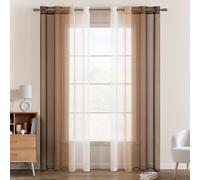 EMEMA Rideau Voilage Rideaux Dégradé à Oeillet Voilages Intérieur Fenêtre en Polyester Couleur Changée Voile Transparent Décor pour Salon Chambre Bureau Lot de 2, 140x200 CM Rose