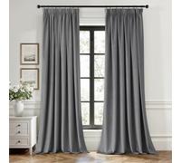 EMEMA Rideaux à Cordon Semi-Occultants Isolants en Velours 2 pièces 140 * 260 cm Rideaux Modernes pour Salon et Chambre à Coucher Rideau épais en Satin Thermique, Gris