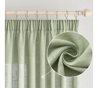 EMEMA Rideaux Rideau De Lin avec Fronceur Voile Rideau Aspect Lin Moderne Semi-Transparent pour Salon Echarpe DéCorative Rideaux De Cuisine Echarpe à Passants Chambre d'enfants Vert 140 x 160 cm