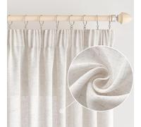 EMEMA Rideaux Rideau De Lin avec Fronceur Voile Rideau Aspect Lin Moderne Semi-Transparent pour Salon Echarpe DéCorative Rideaux De Cuisine Echarpe à Passants Chambre d'enfants Ivoire 140 x 160 cm