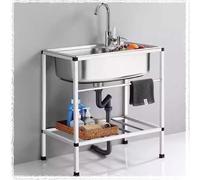 EMENAR Évier en Acier Inoxydable, Éviers De Cuisine Autoportants À Une Cuve avec Robinet Chaud Froid/Froid Évier Extérieur pour Restaurant Cuisine Buanderie Garage (Color : Cold, Size : 68x44cm/26.7